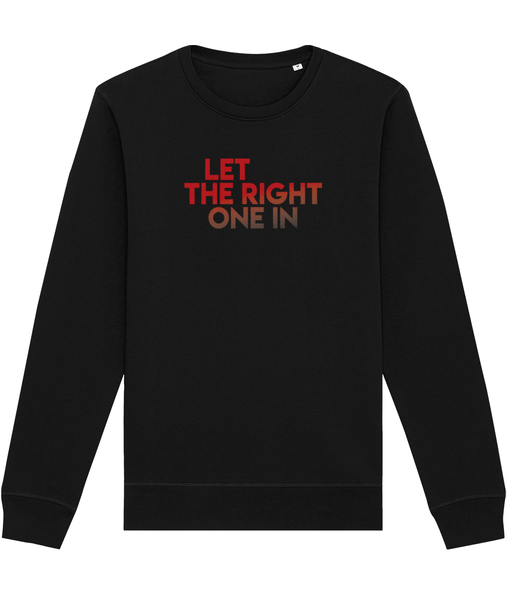 Organic cotton unisex sweatshirt with bold uplifting slogan print that creates universal awareness with a fun vampire reference.