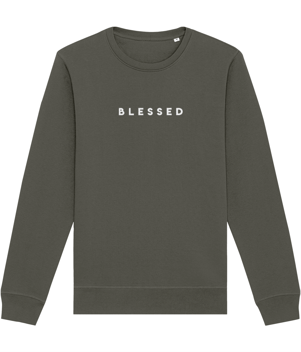 Soft and sustainable Blessed slogan cotton sweatshirt
