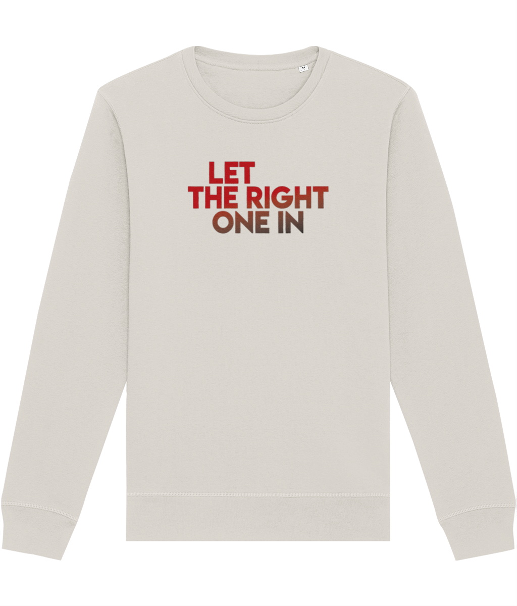 The Right One sweatshirt in organic cotton, perfect for mindful and modern wardrobes with a hint of vampire darkness.
