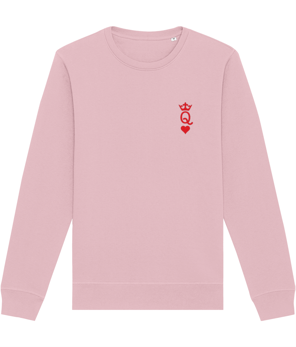 Feel empowered in Contemporary 'Queen Of Hearts' Organic Cotton Sweatshirt