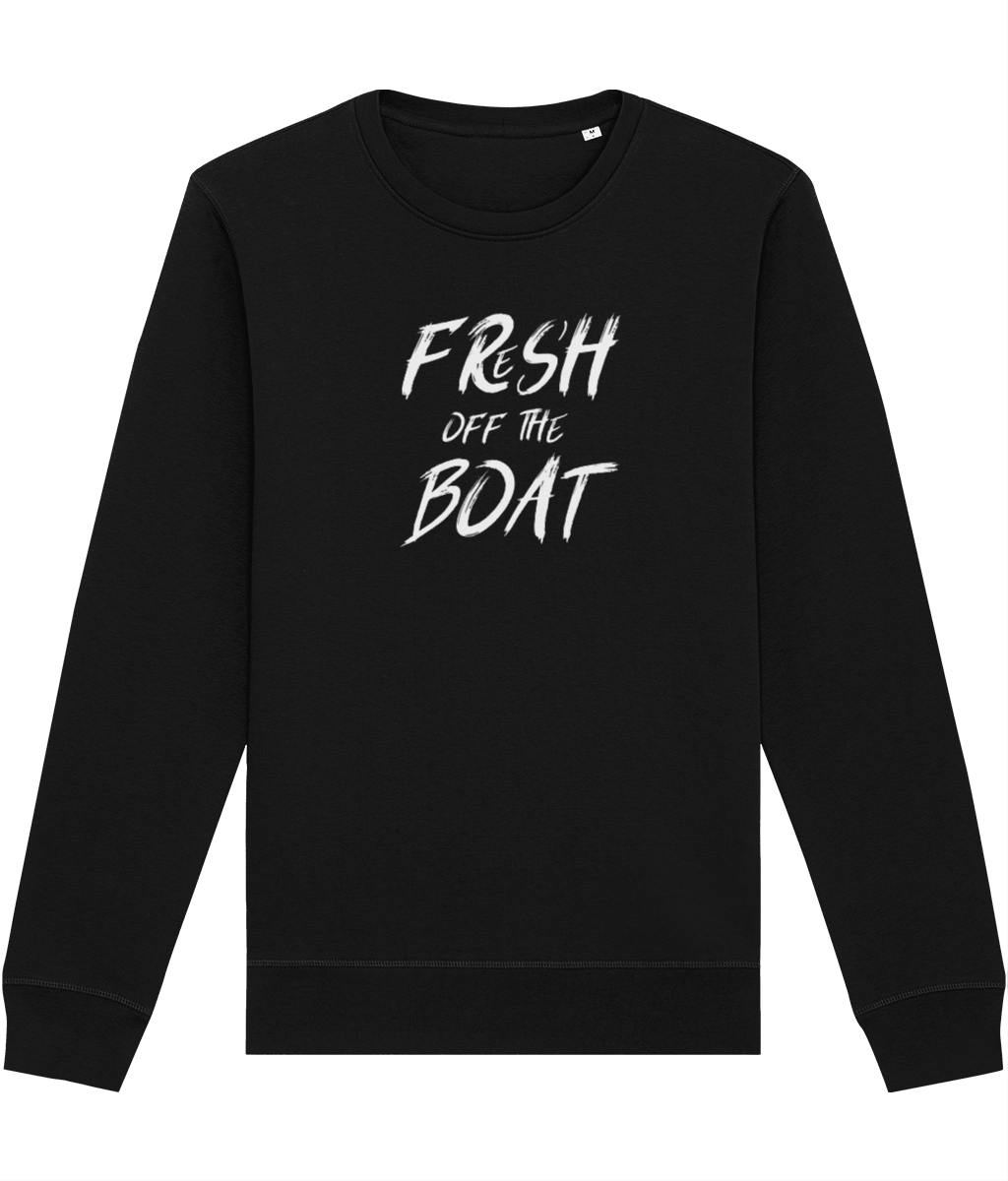 Comfortable Organic Cotton Sweatshirt for Men with Fresh Off The Boat Design