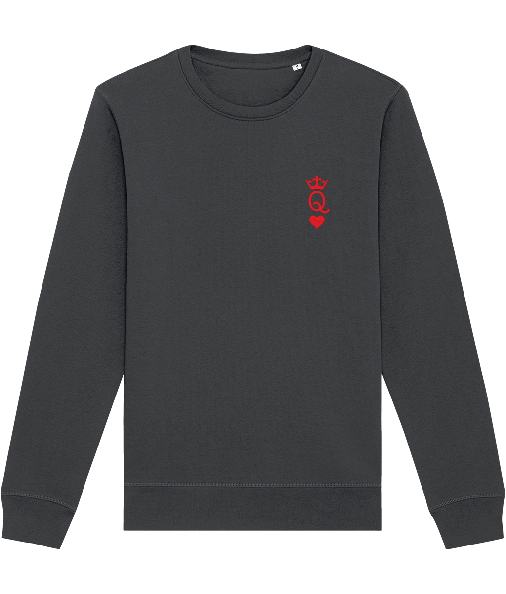Cozy up in the Contemporary 'Queen Of Hearts' Organic Cotton Sweatshirt this fall
