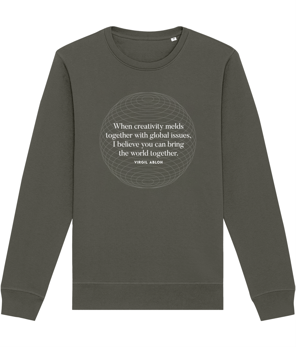 Chic Virgil Abloh sweatshirt-inspired 'One World' Organic Cotton Sweatshirt