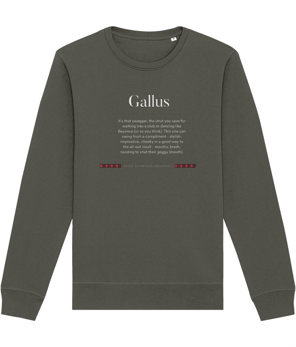 Organic cotton 'Gallus' Glaswegian Slang sweatshirt—Scotts menswear must-have for Scots with style!