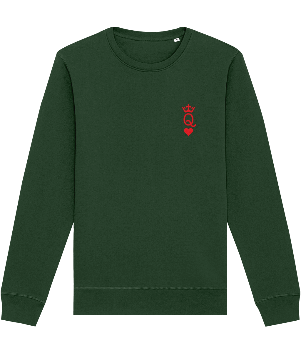 Mood-boosting Contemporary 'Queen Of Hearts' Organic Cotton Sweatshirt