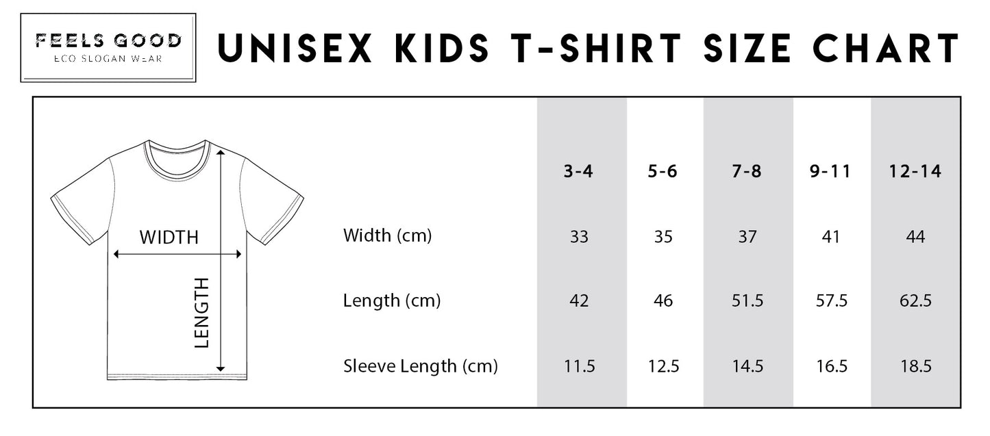 Organic Cotton 'Cat Astronaut' Kids Funny Cat T-shirt - size chart