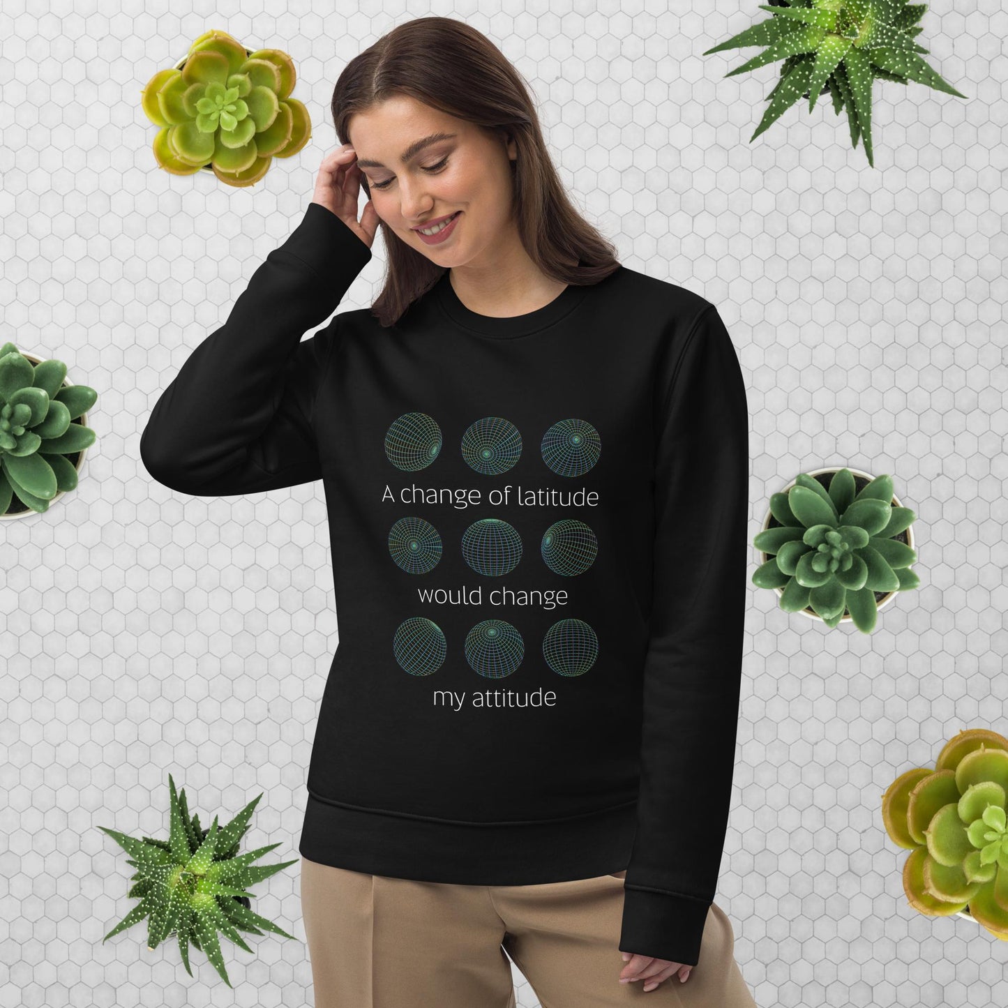 Dream, explore, and relax in the Adventure 'Change Of Latitude' Organic Cotton Sweatshirt—a must-have!