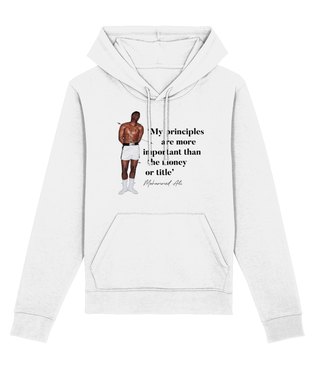 Buy men hoodie with a unique design – Boxing 'Rising Above' Ali Organic Cotton Hoodie - Muhammed Ali