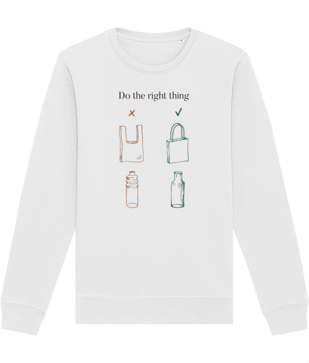 Best sweatshirts for guys: Climate Change 'No Plastic' organic.