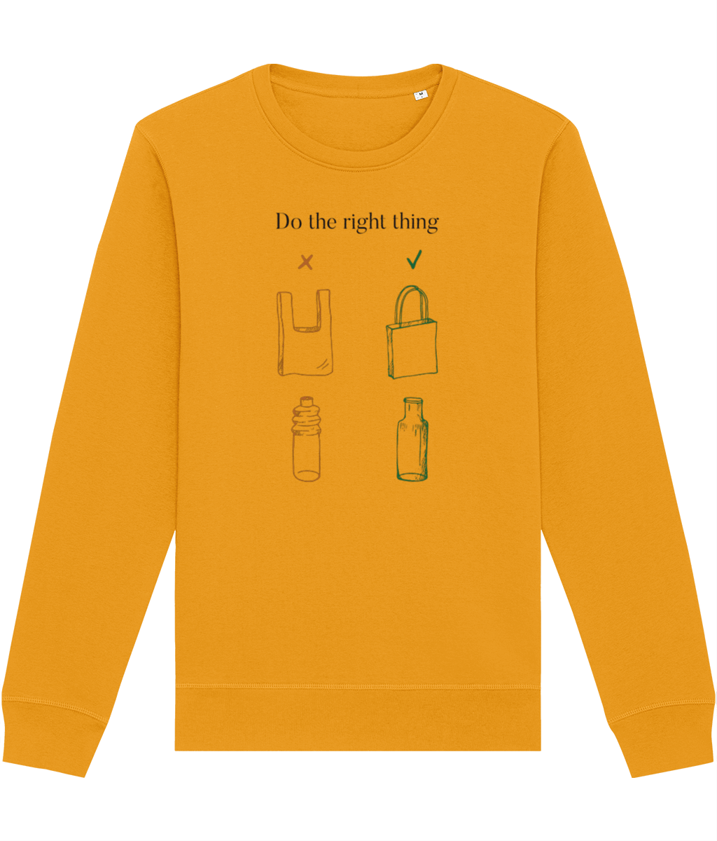 Best sweatshirts: Climate Change 'No Plastic' graphic.