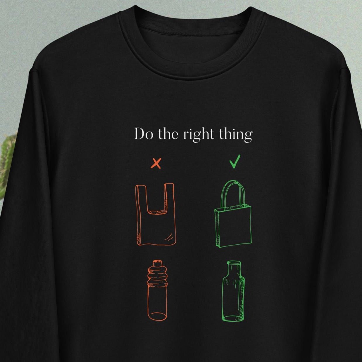 Top mens sweatshirt: 'No Plastic' Climate Change organic.