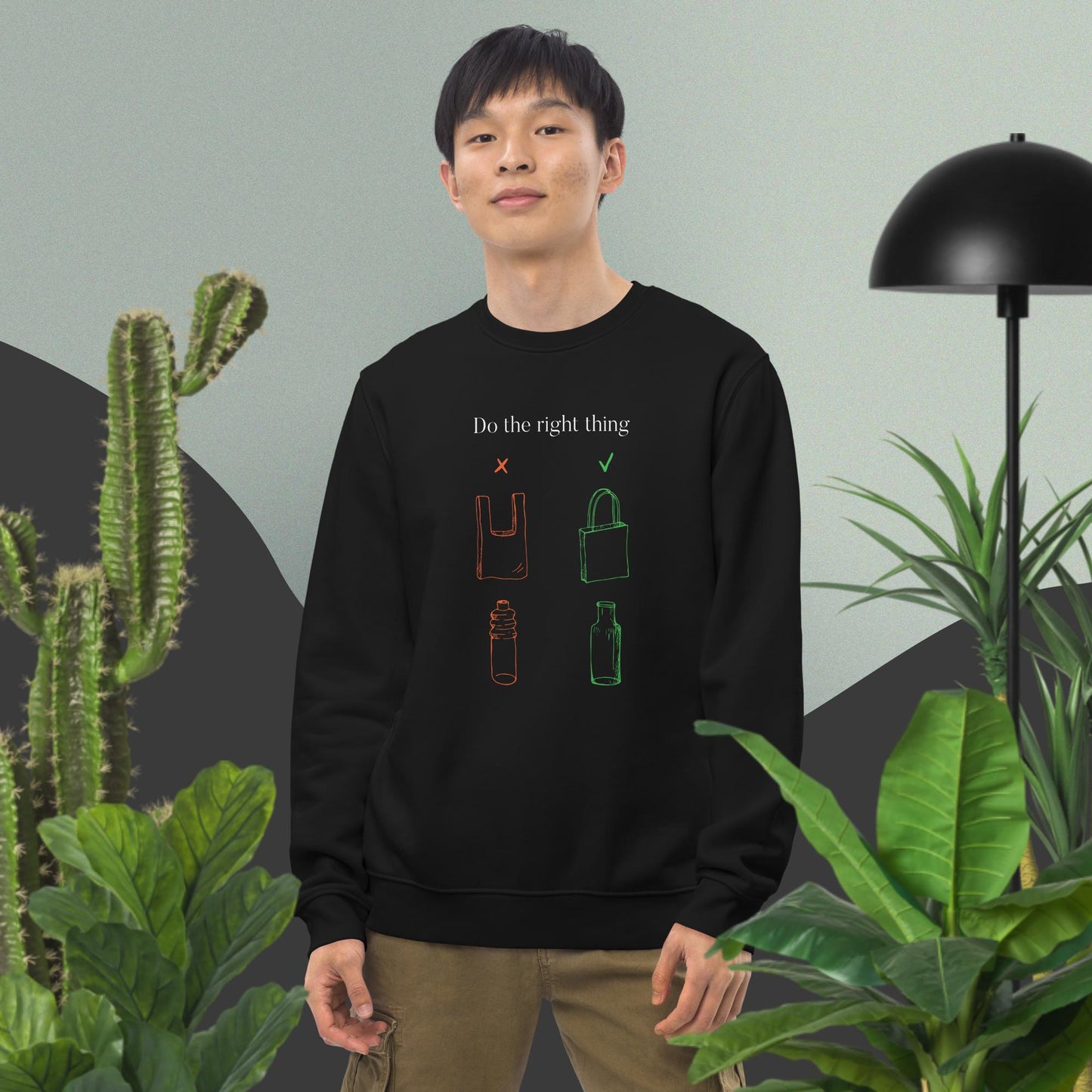 Cozy best sweatshirt: Climate Change 'No Plastic' wear.