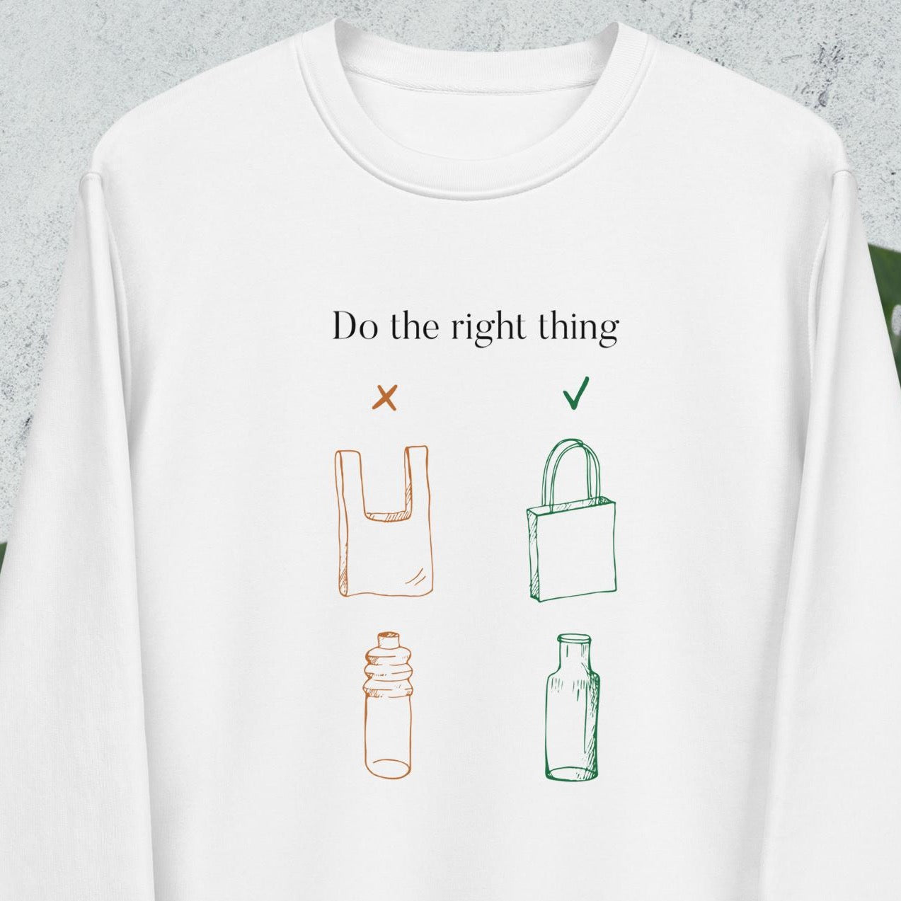 Best selling sweatshirt: Climate Change 'No Plastic' organic.