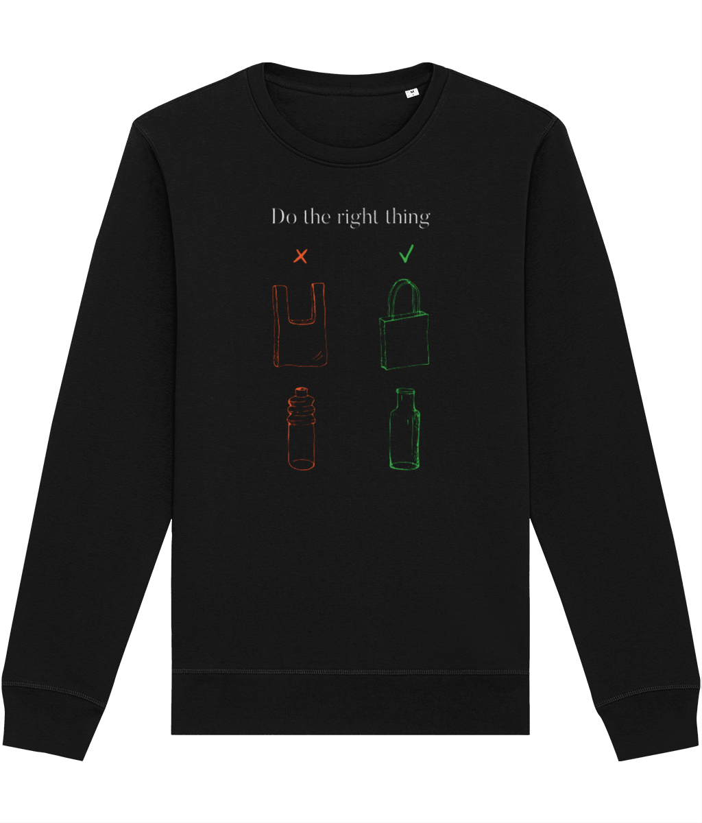 Stylish best sweatshirt: 'No Plastic' Climate Change design.