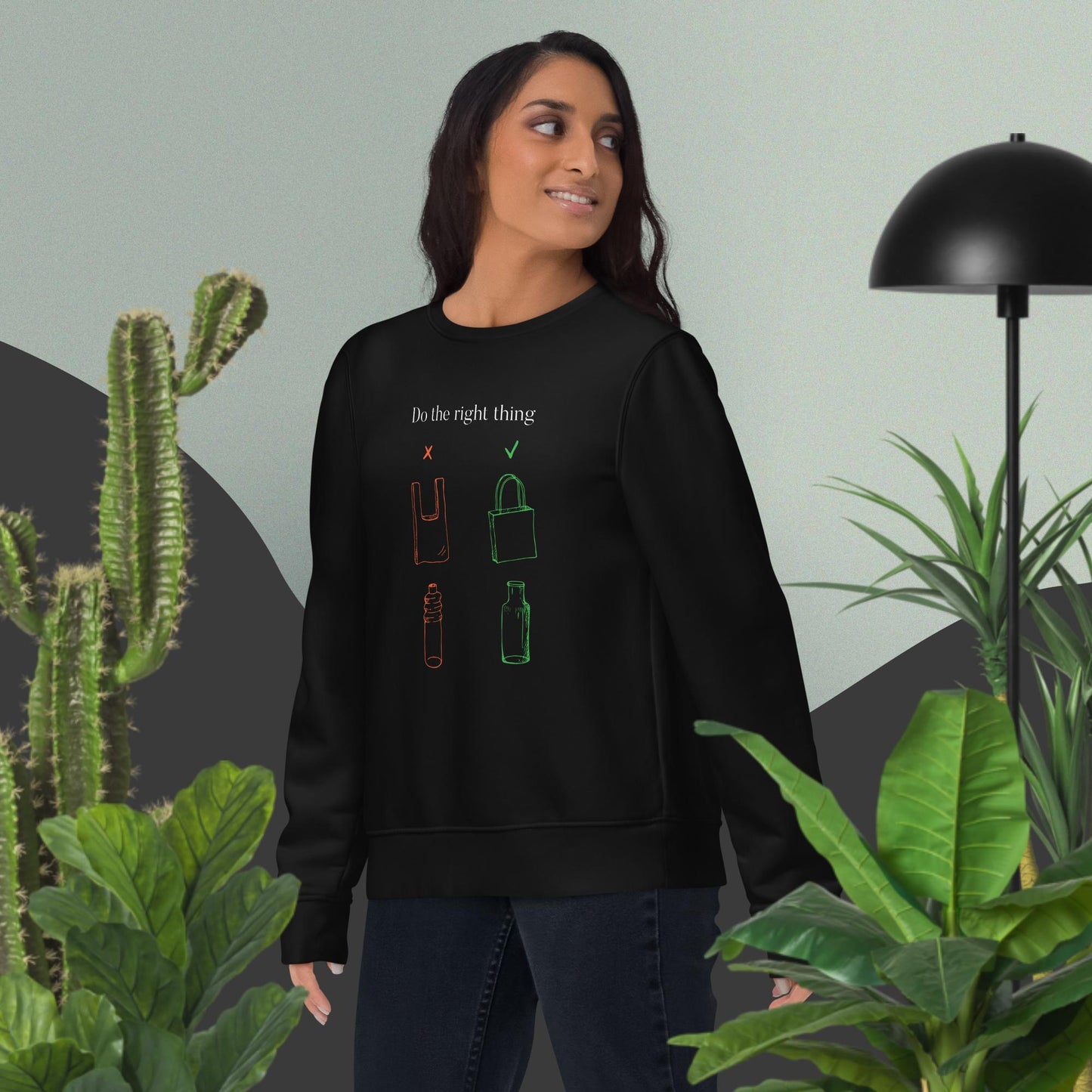 Unique best sweatshirt: 'No Plastic' Climate Change cotton.