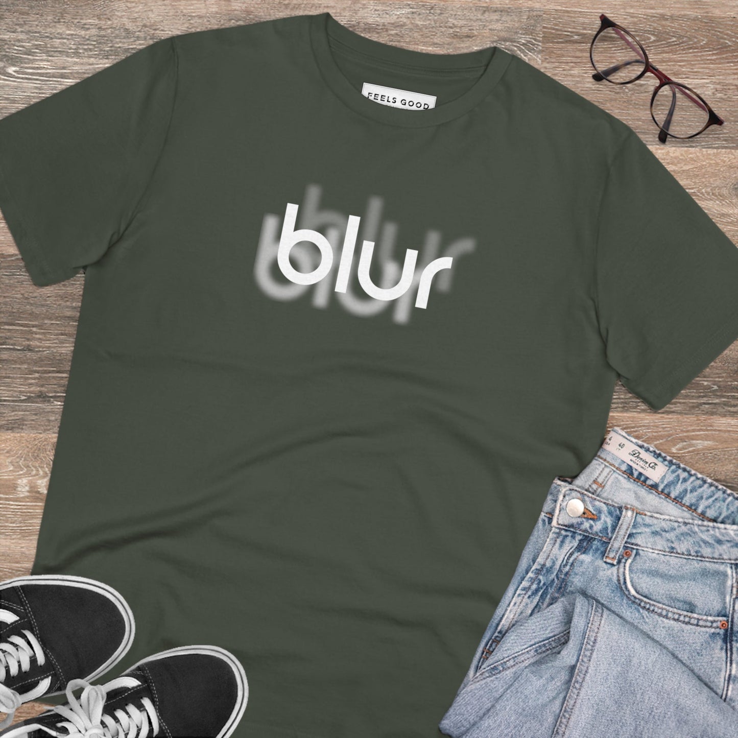 Positive thinking day tee: Contemporary 'Blur' cotton tee.