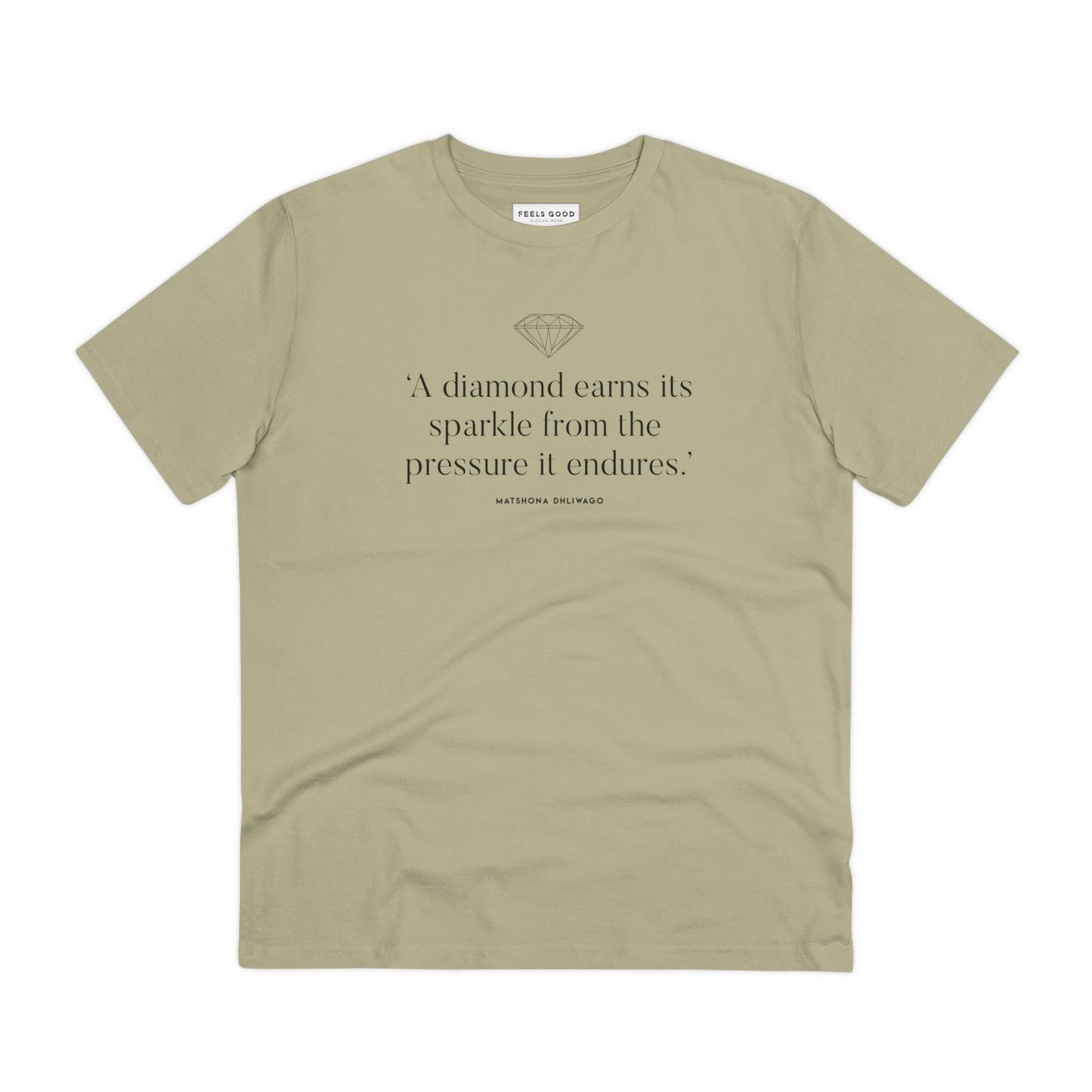 Upgrade your wardrobe with a Matshona Dhliwago t shirt vibe—try the contemporary 'Diamonds Sparkle' organic cotton t-shirt.