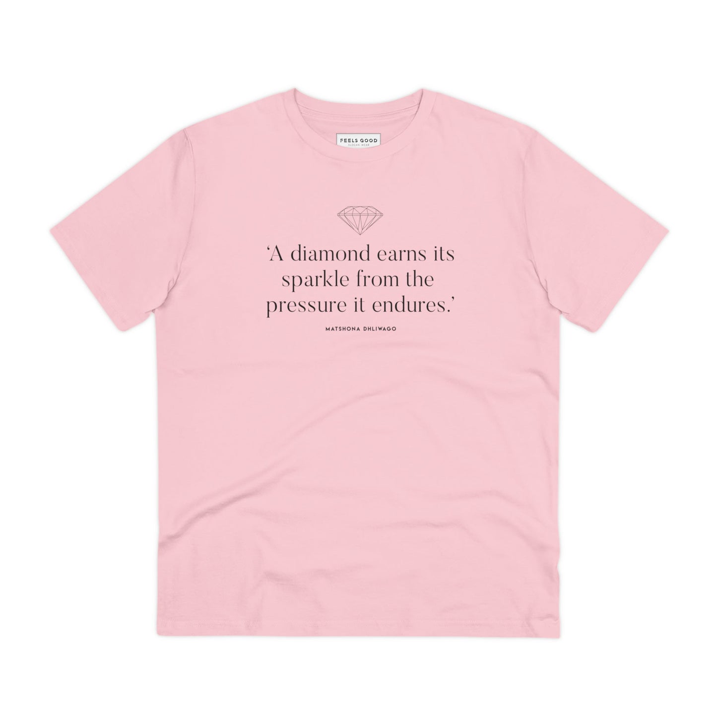 Classic meets modern in the contemporary 'Diamonds Sparkle' organic cotton t-shirt, a Matshona Dhliwago t shirt must-have.
