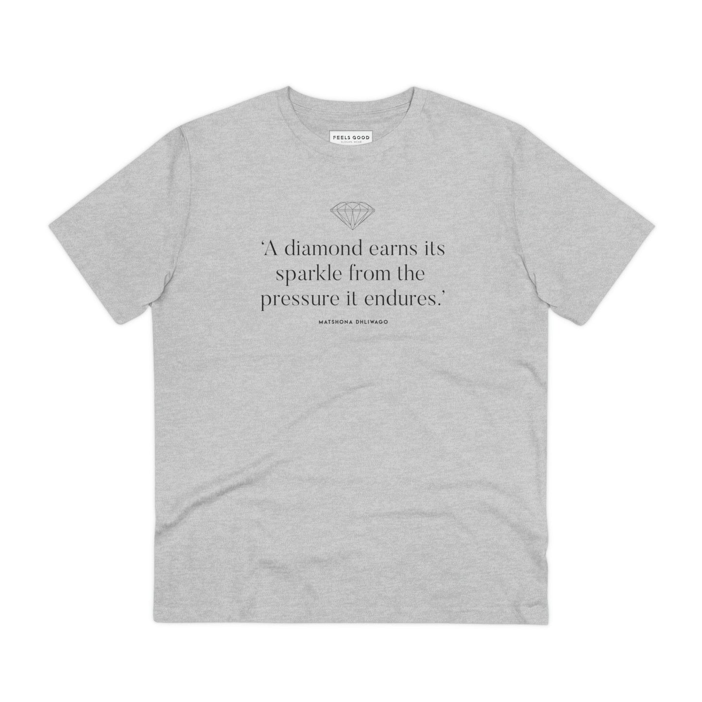 Get luxury vibes with the contemporary 'Diamonds Sparkle' Matshona Dhliwago organic cotton t-shirt, a stylish dior tshirt.