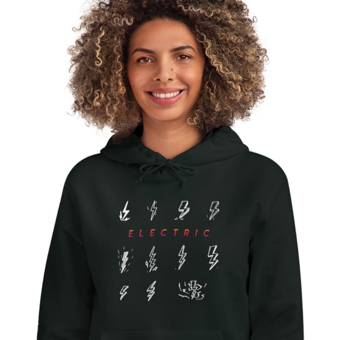 Contemporary ‘Electric’ organic cotton hoodie – unisex slogan hoodie