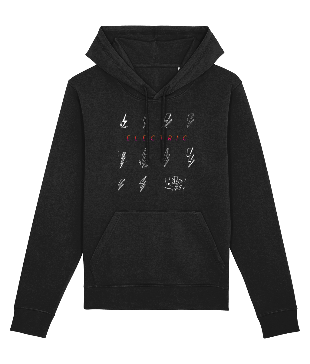 Minimalist streetwear hoodie with ‘Electric’ slogan