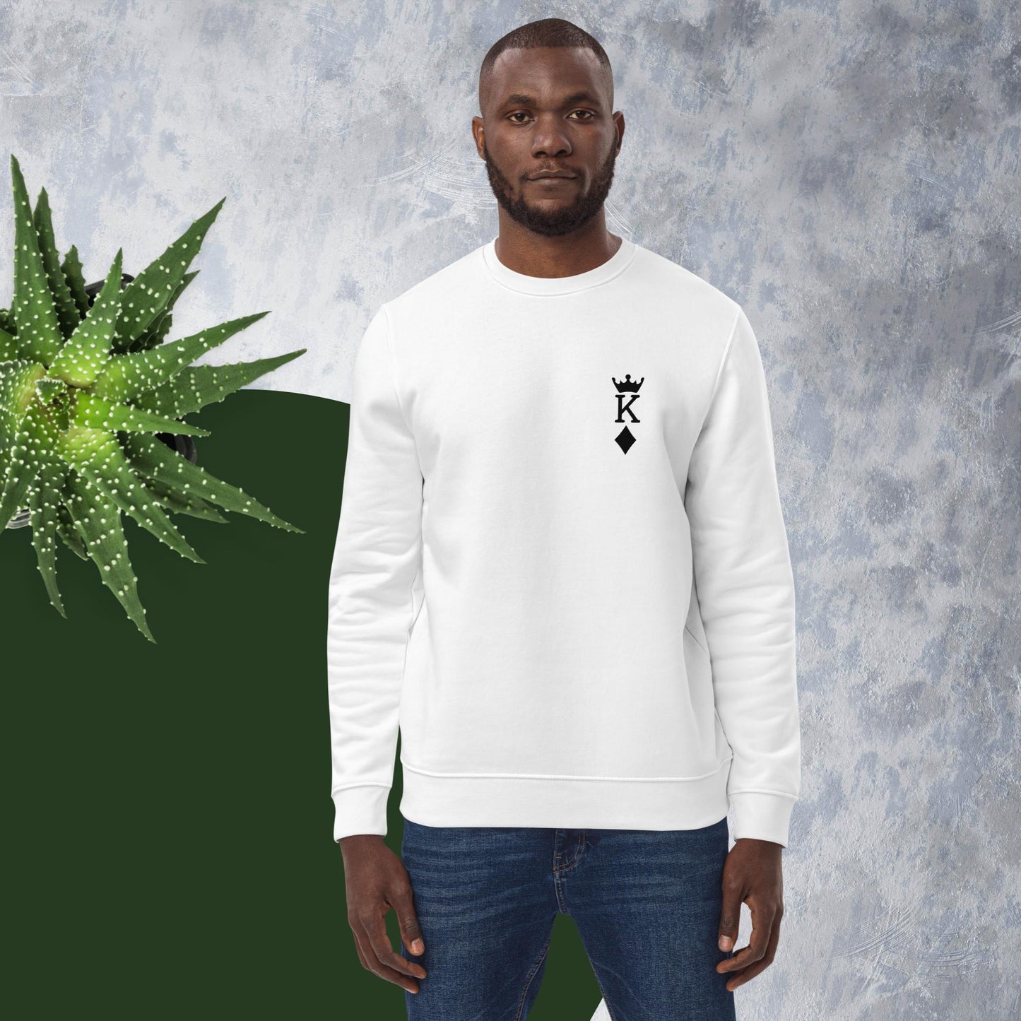 Express your aura with the Contemporary 'King Of Diamonds' Organic Cotton Sweatshirt