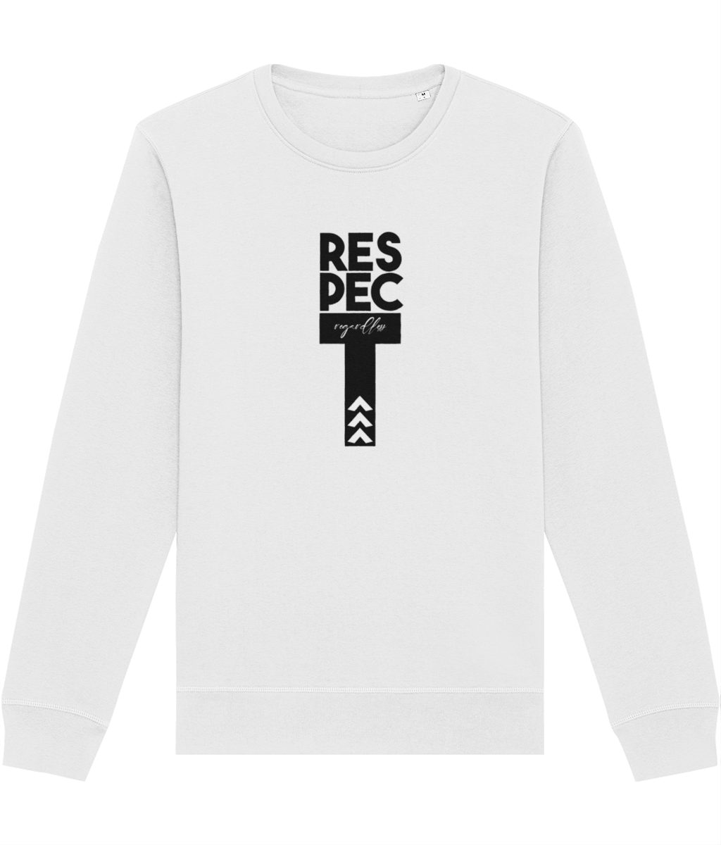 The contemporary 'Respect Regardless' organic cotton sweatshirt is a must-have for feminist fashion.