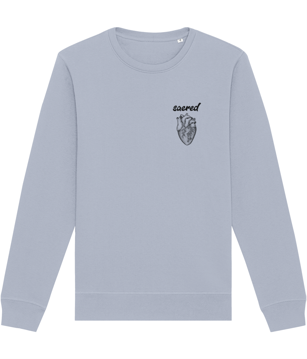 Contemporary 'Sacred Heart' Organic Cotton Sweatshirt, perfect for deep thinkers