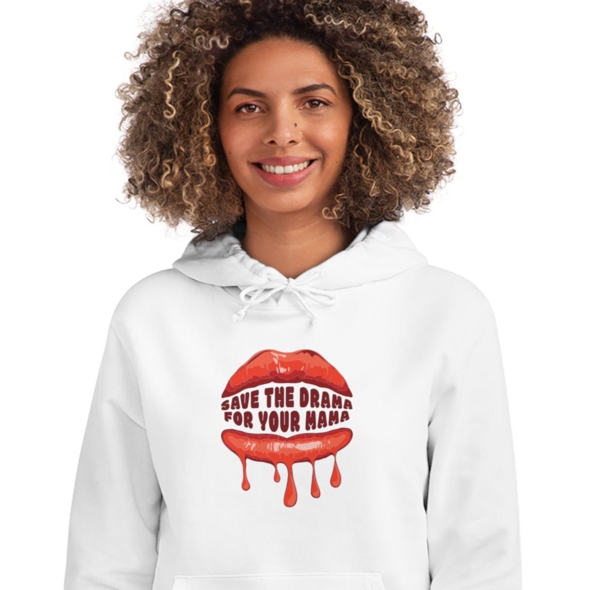 Contemporary 'Save The Drama' Mary J Blije Organic Cotton Hoodie for women.