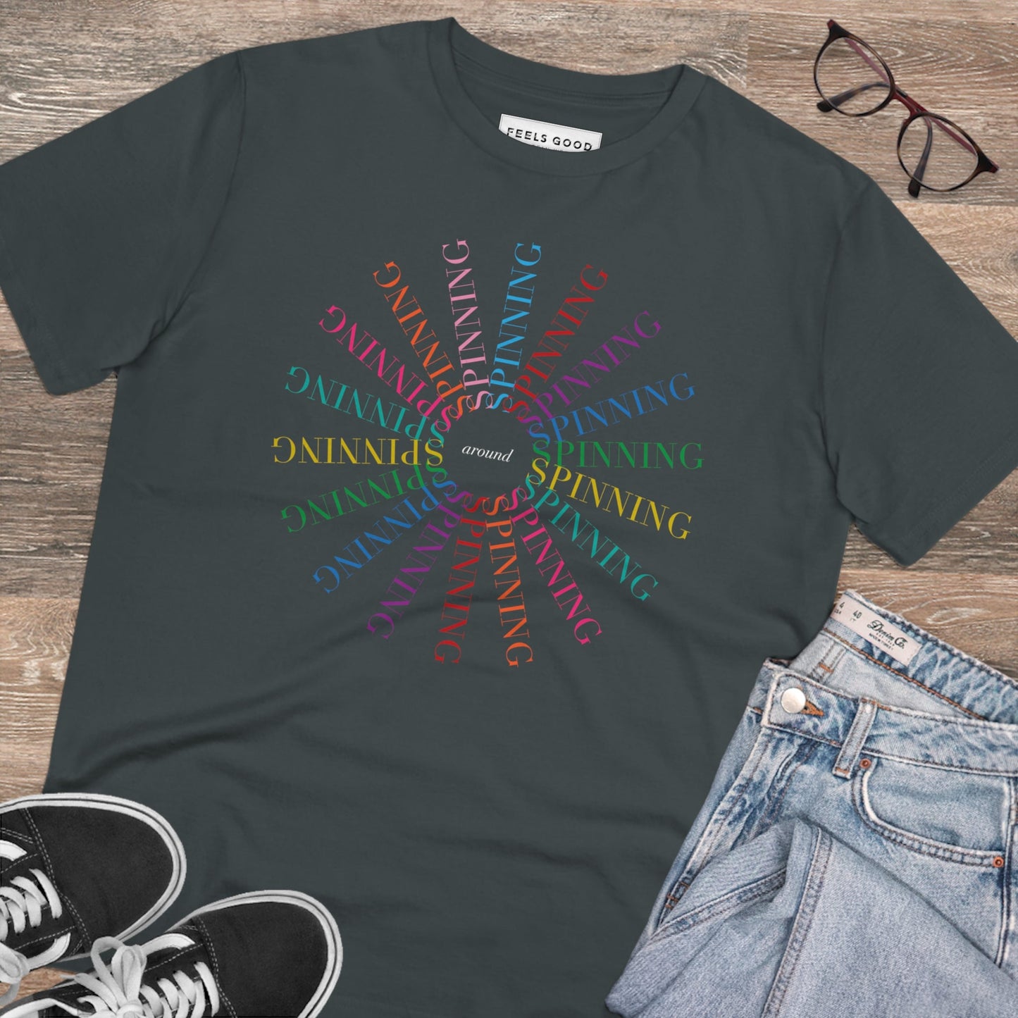 Contemporary 'Spinning Around' Kylie Organic Cotton T-shirt - Fun Tshirt