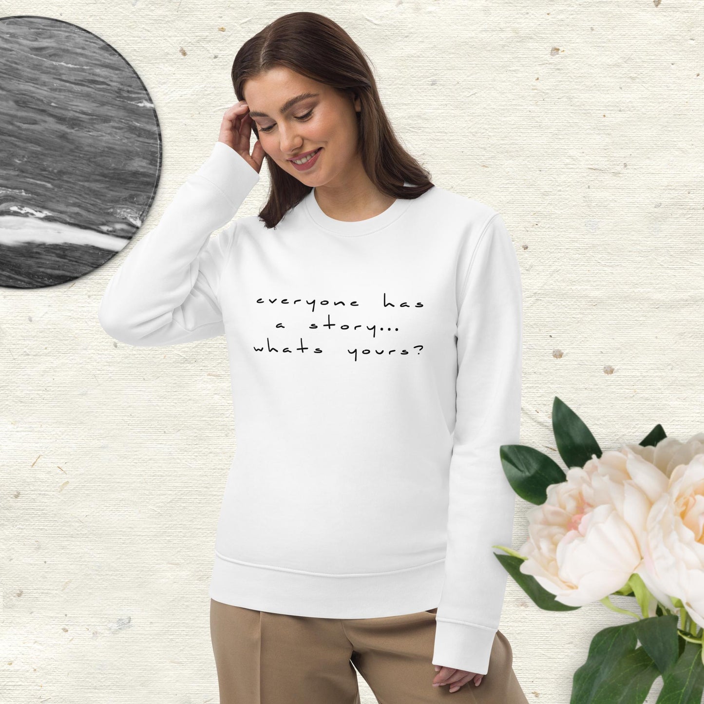 Women's best sweatshirt: 'Tell Your Story' organic cotton.