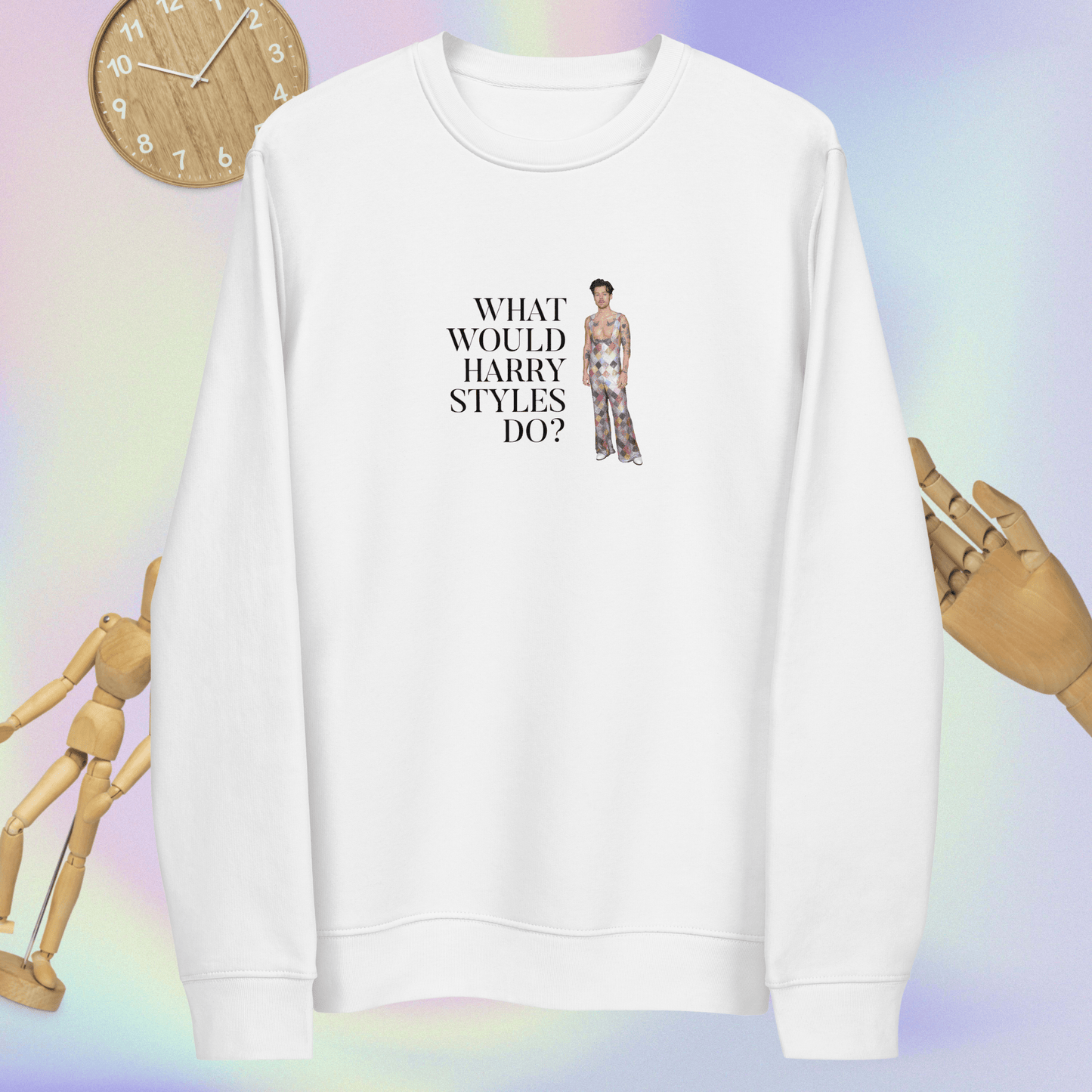 Inspired by mindful fashion, this Contemporary 'What Would Harry Styles Do?' Sweatshirt shines