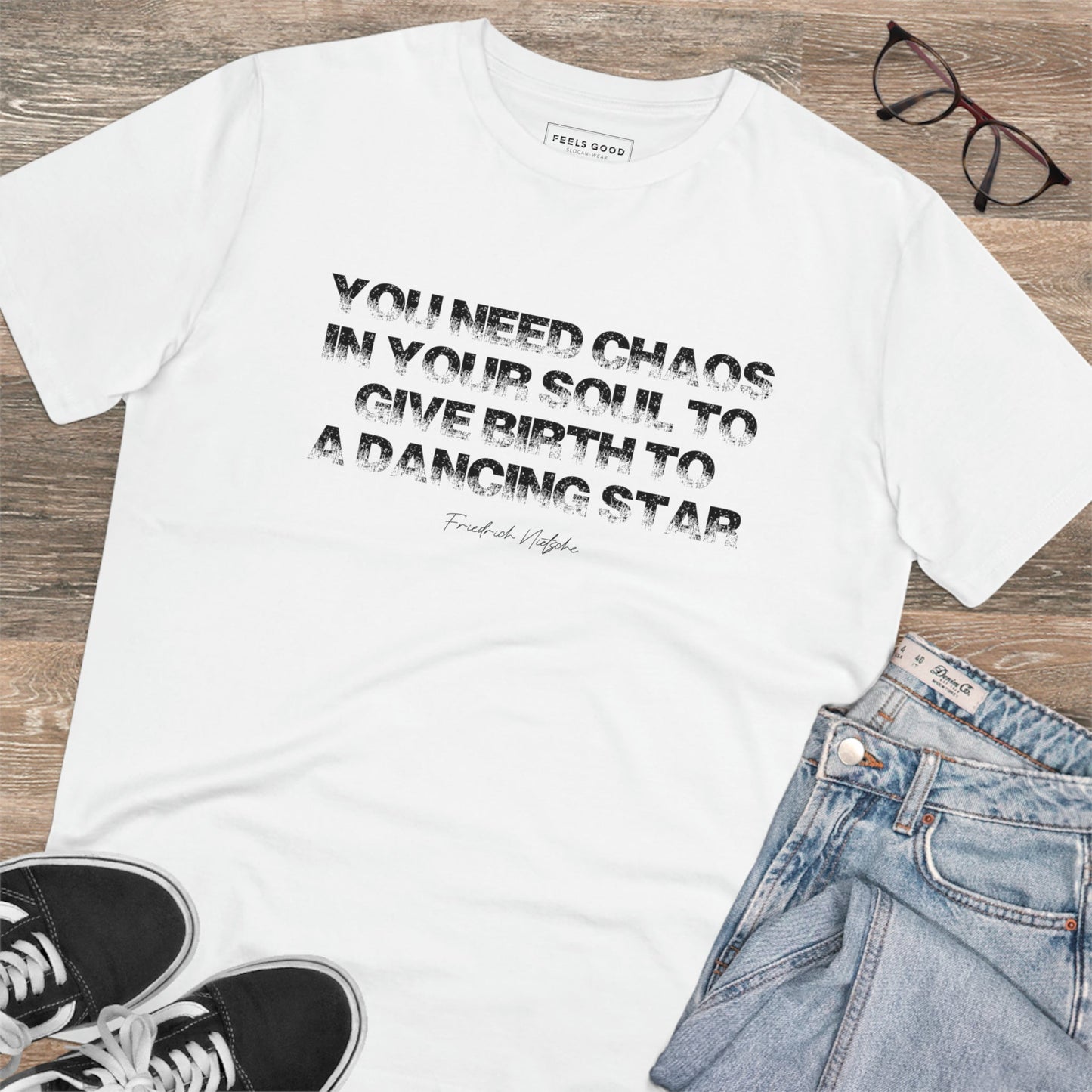 Famous Quotes 'Chaos In Your Soul' Nietzsche Organic Cotton T-shirt - Quotes on T-shirt