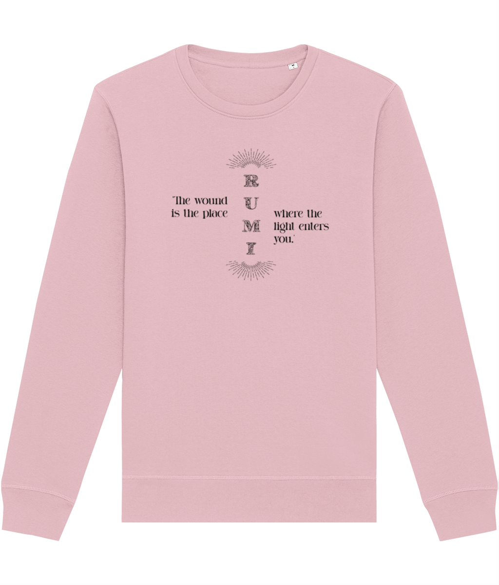 Famous Quotes 'Light Entering' Rumi Organic Cotton Sweatshirt with classic Vivienne Westwood style