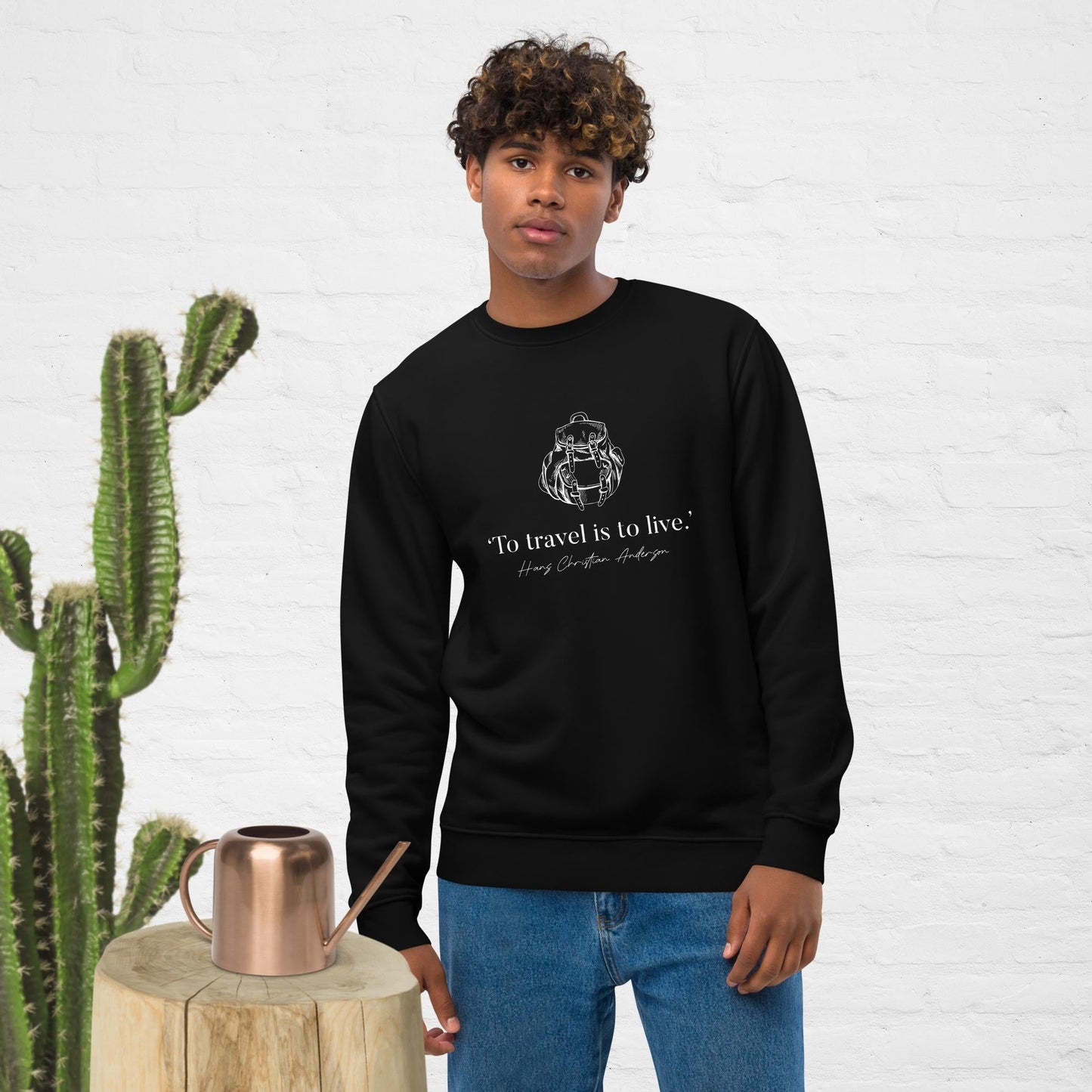 Famous Quotes Live to Travel Hans Christian Organic Cotton Sweatshirt with Funny Travel Slogans