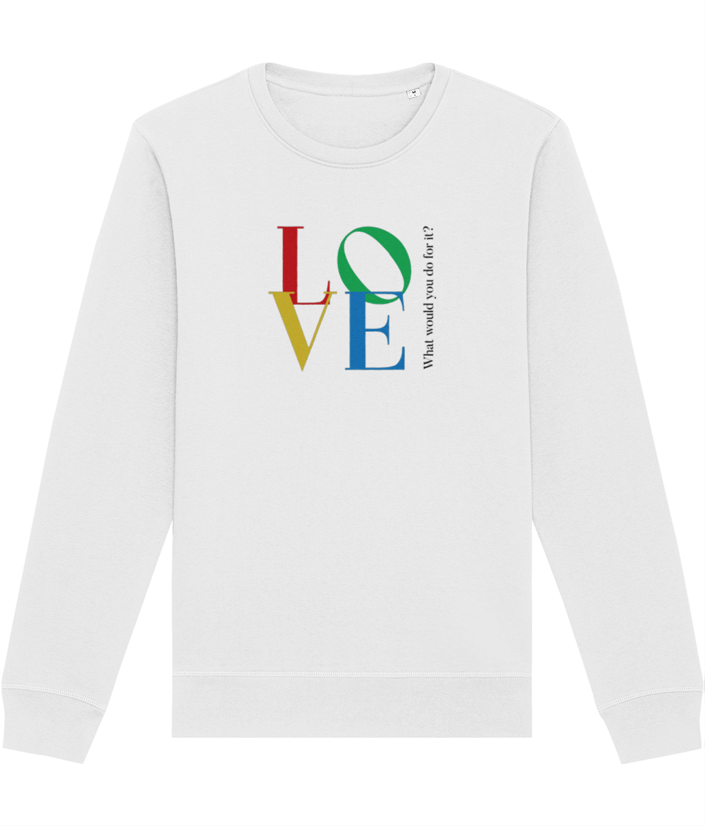 Famous Quotes 'LOVE' Dior Organic Cotton Sweatshirt worn with thoughtful lifestyle in mind