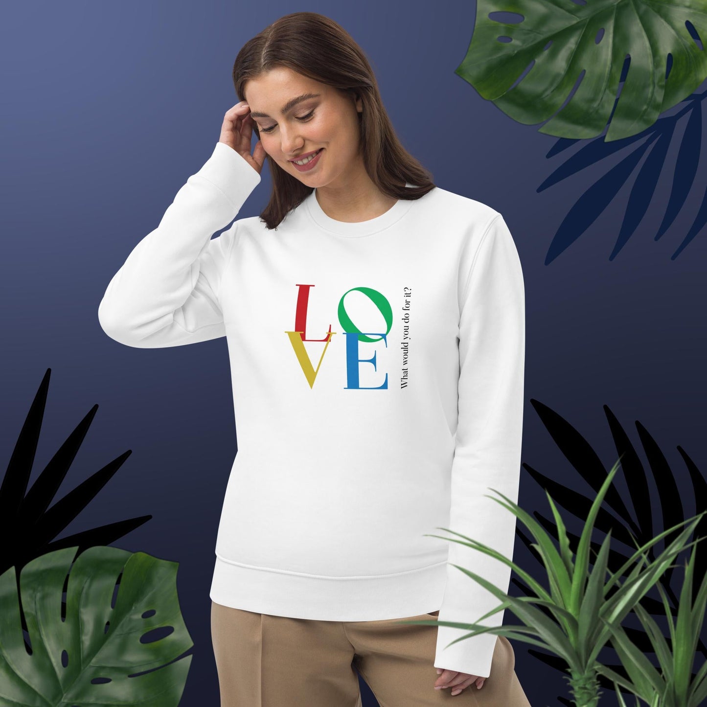 Famous Quotes 'LOVE' Dior Organic Cotton Sweatshirt perfect for music and message fusion