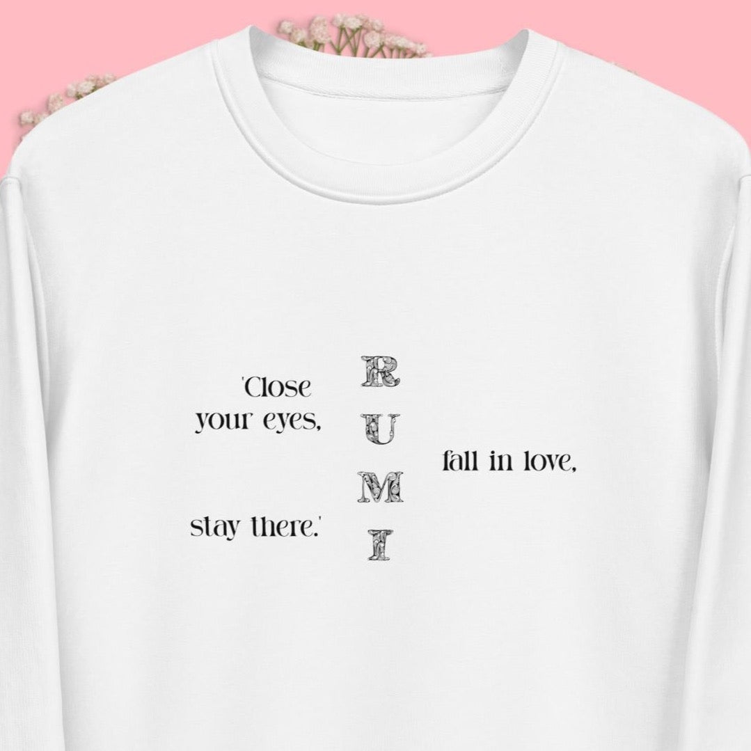 Graphic sweatshirts for men - Famous Quotes 'Love' Rumi Organic Cotton Sweatshirt.