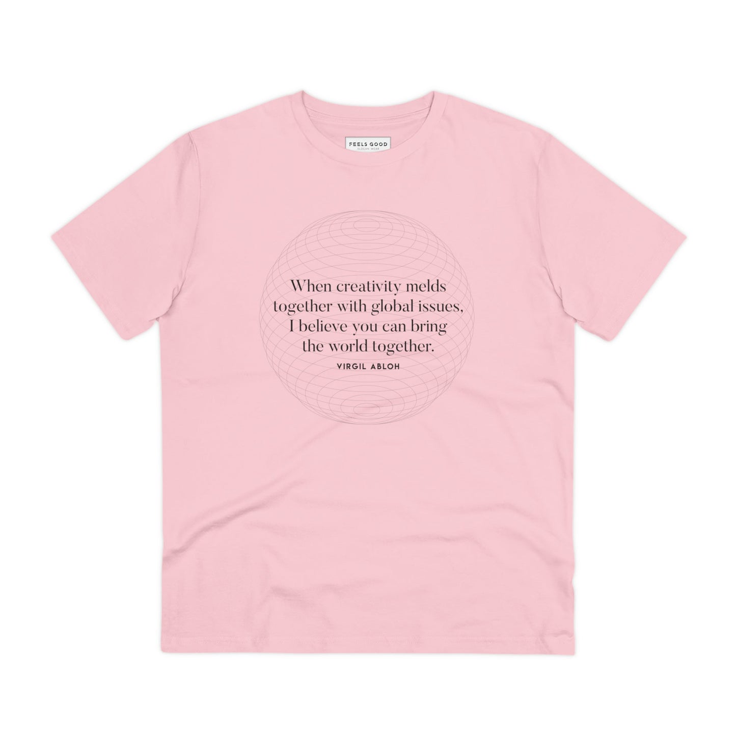 Chic & trendy! Famous quotes 'One World' Virgil organic cotton T-shirt – an iconic chanel tshirt vibe.