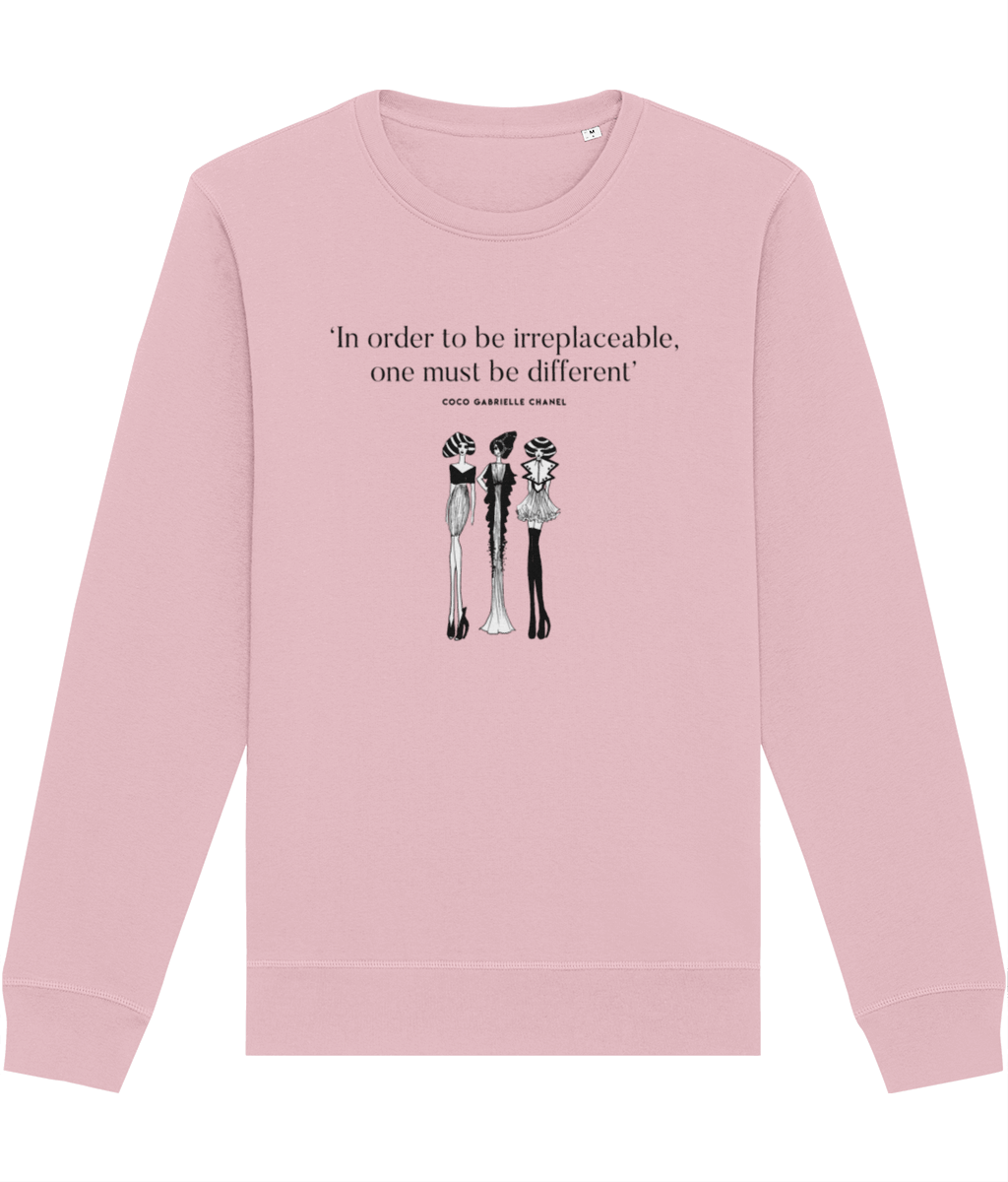 Luxury vibes in 'Be Different' Coco Chanel Organic Cotton Sweatshirt, like designer sweatshirts.