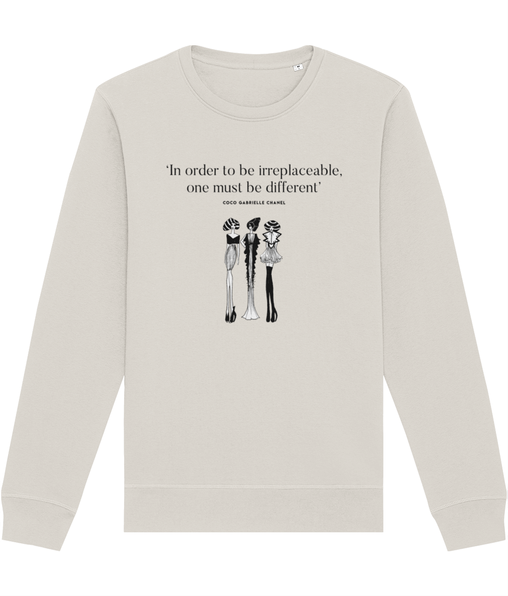 'Be Different' Coco Chanel Organic Cotton Sweatshirt: Quotes sweatshirts with style.