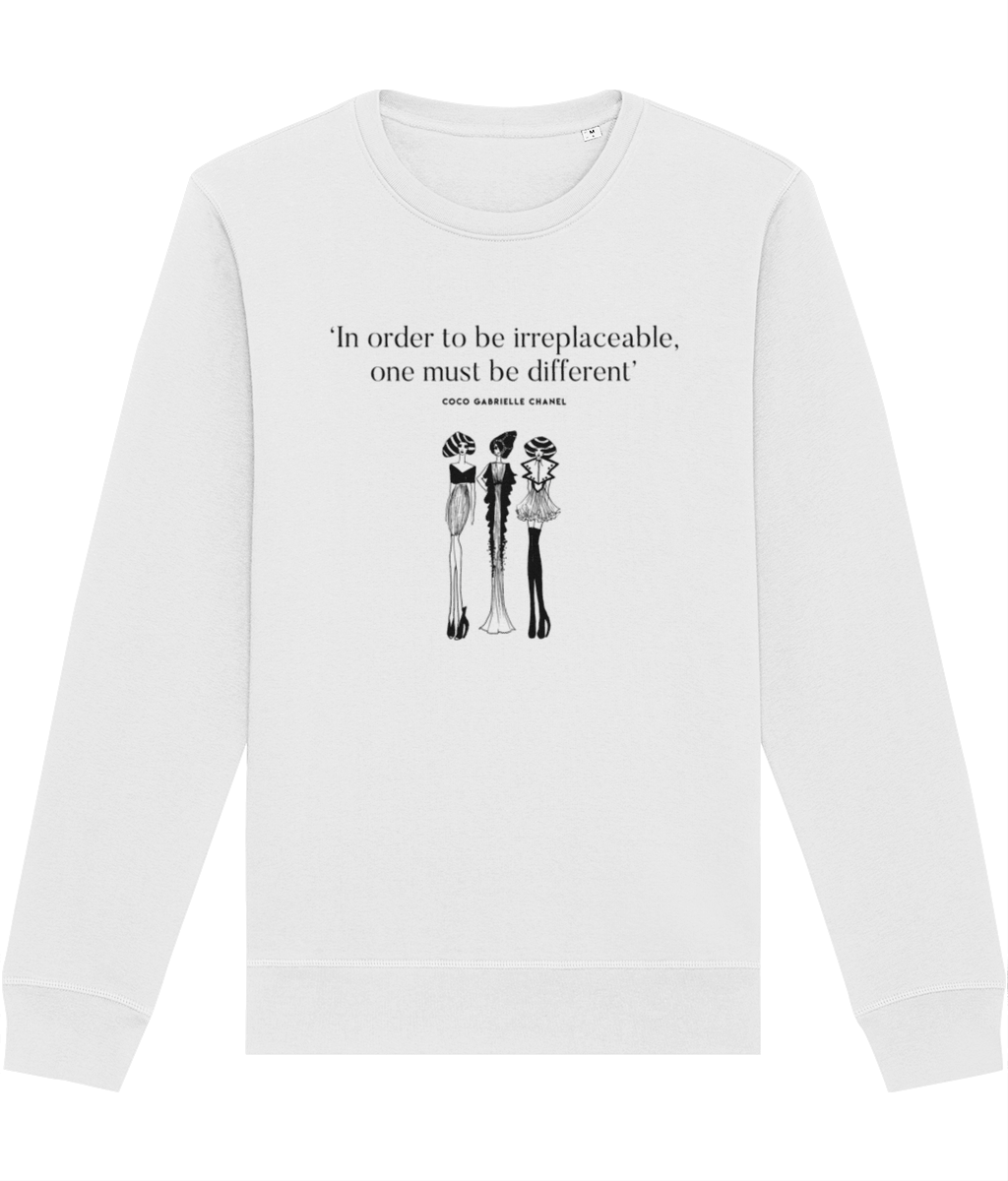Wear the 'Be Different' Coco Chanel Organic Cotton Sweatshirt to stand out in style.