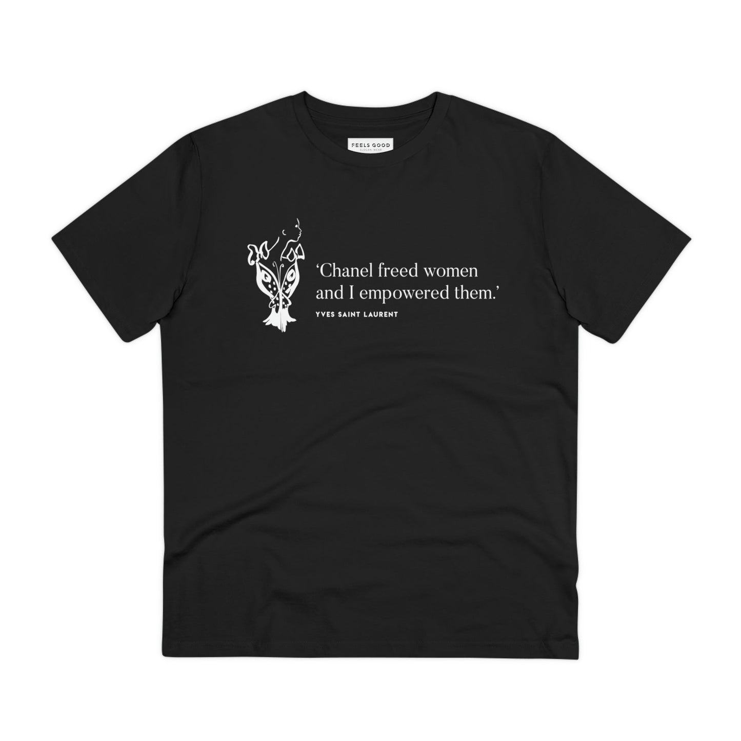 Be bold with the fashion 'Empowered' Saint Laurent organic cotton T-shirt – a must-have for motivation!