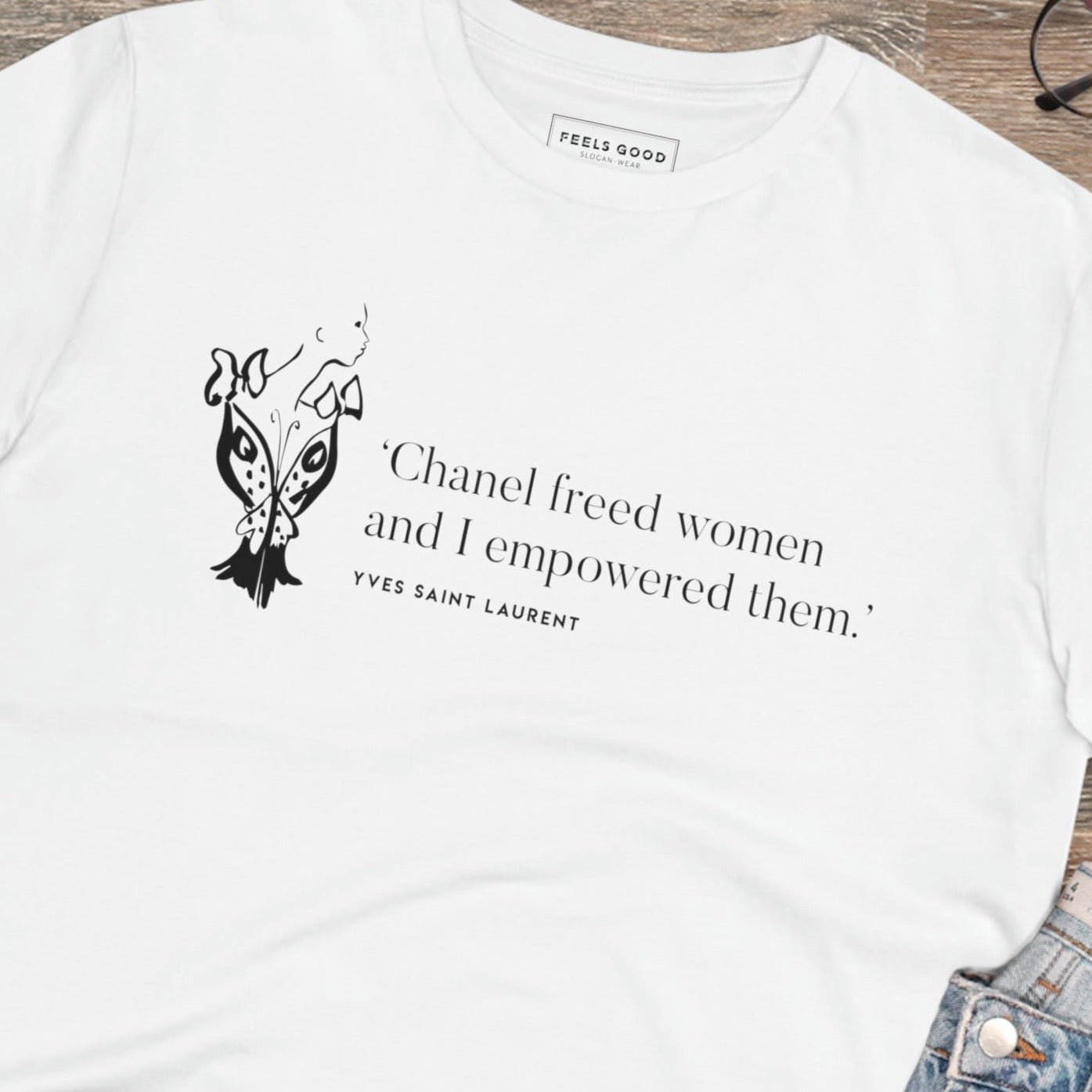 Style meets purpose with the fashion 'Empowered' Saint Laurent organic cotton T-shirt.