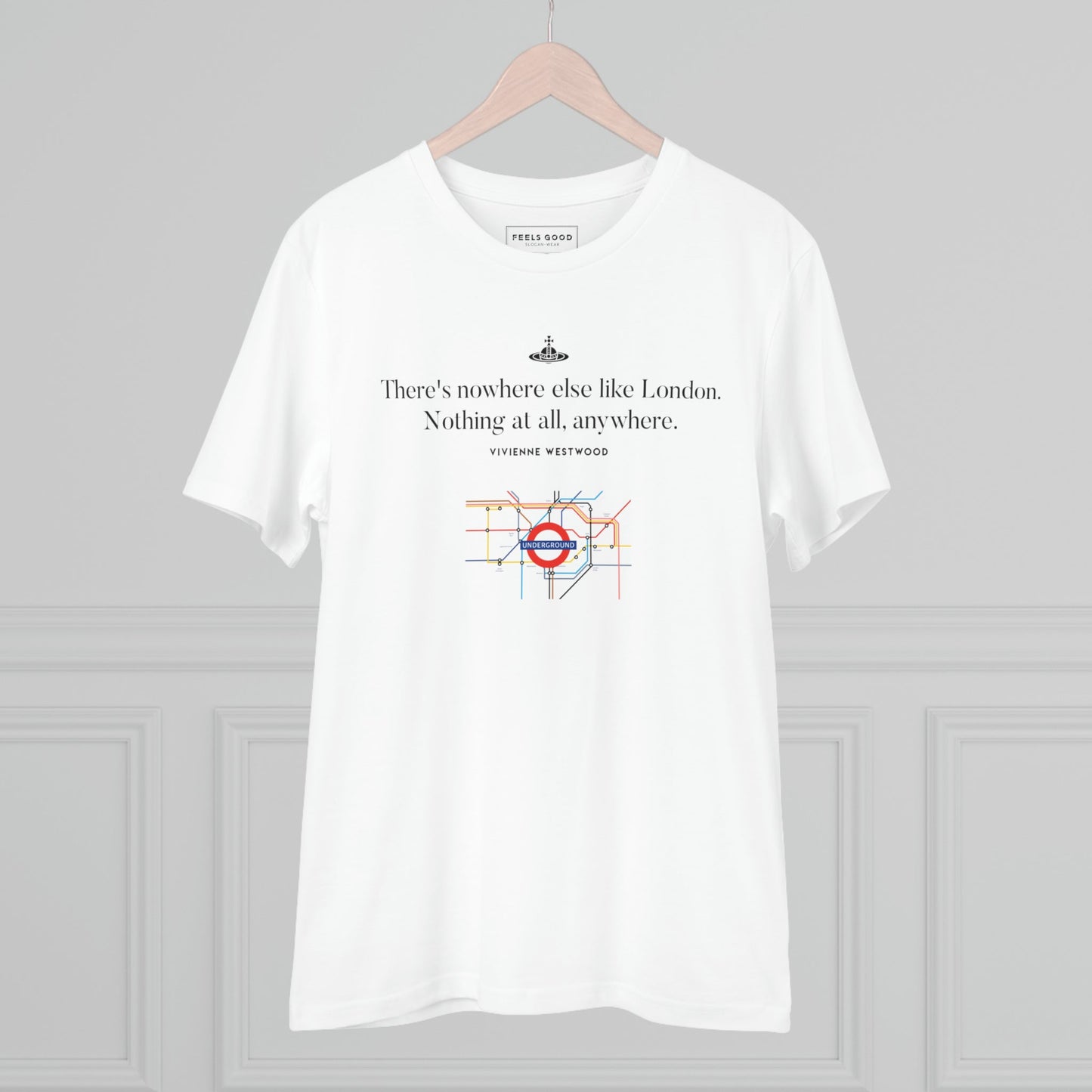 Fashionable 'London' Vivienne organic cotton t-shirt blends style with a strong message.