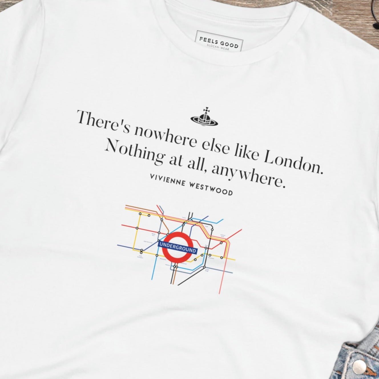 Let your style speak with fashionable 'London' Vivienne organic cotton t-shirt & bold quotes on t shirt.
