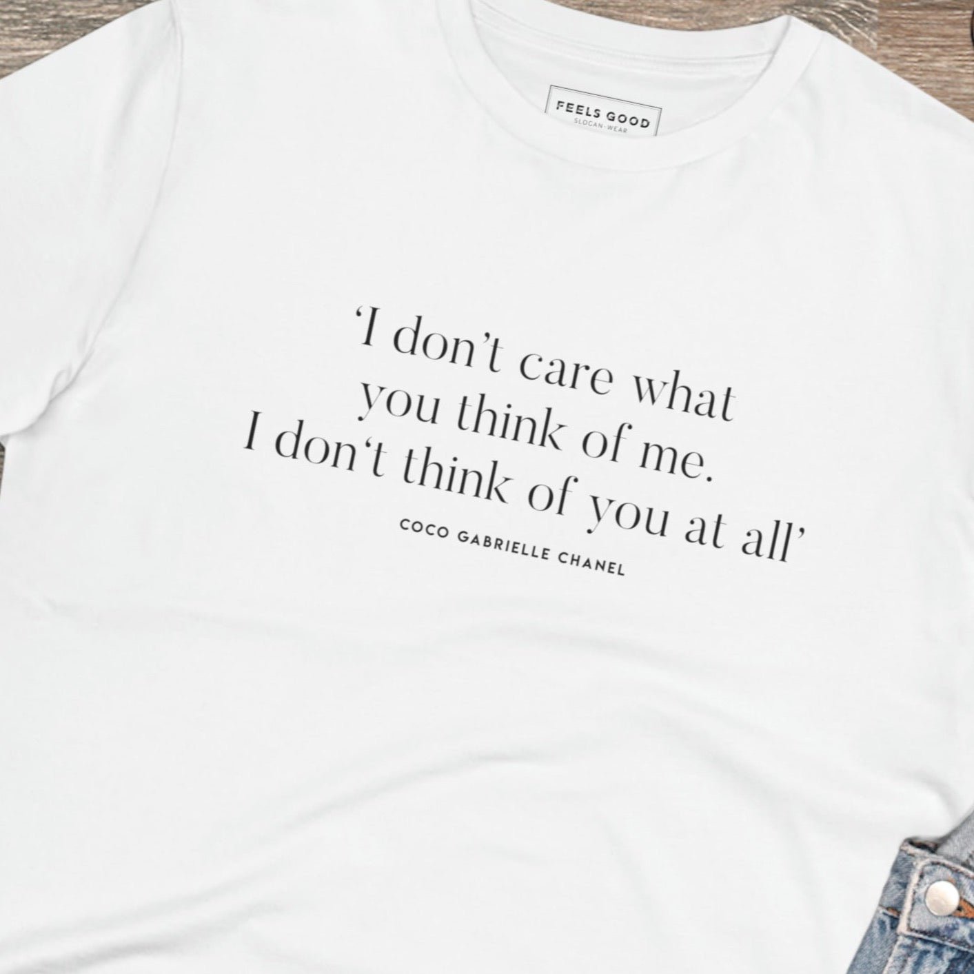 Fashion 'Me, Myself & I' Coco Chanel Organic Cotton T-shirt: celebrate individuality.