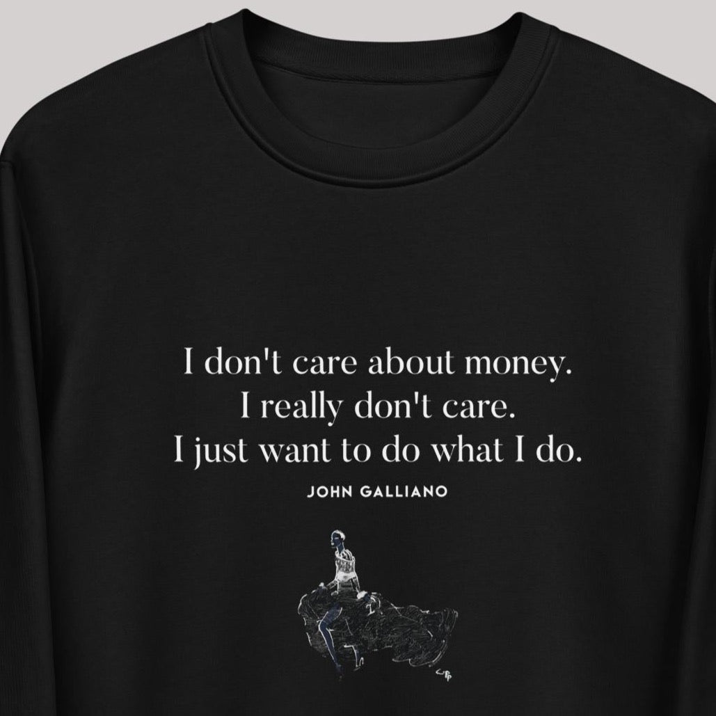 Fashion 'Tunnel Vision' John Galliano Organic Cotton Sweatshirt with bold sweatshirt slogans