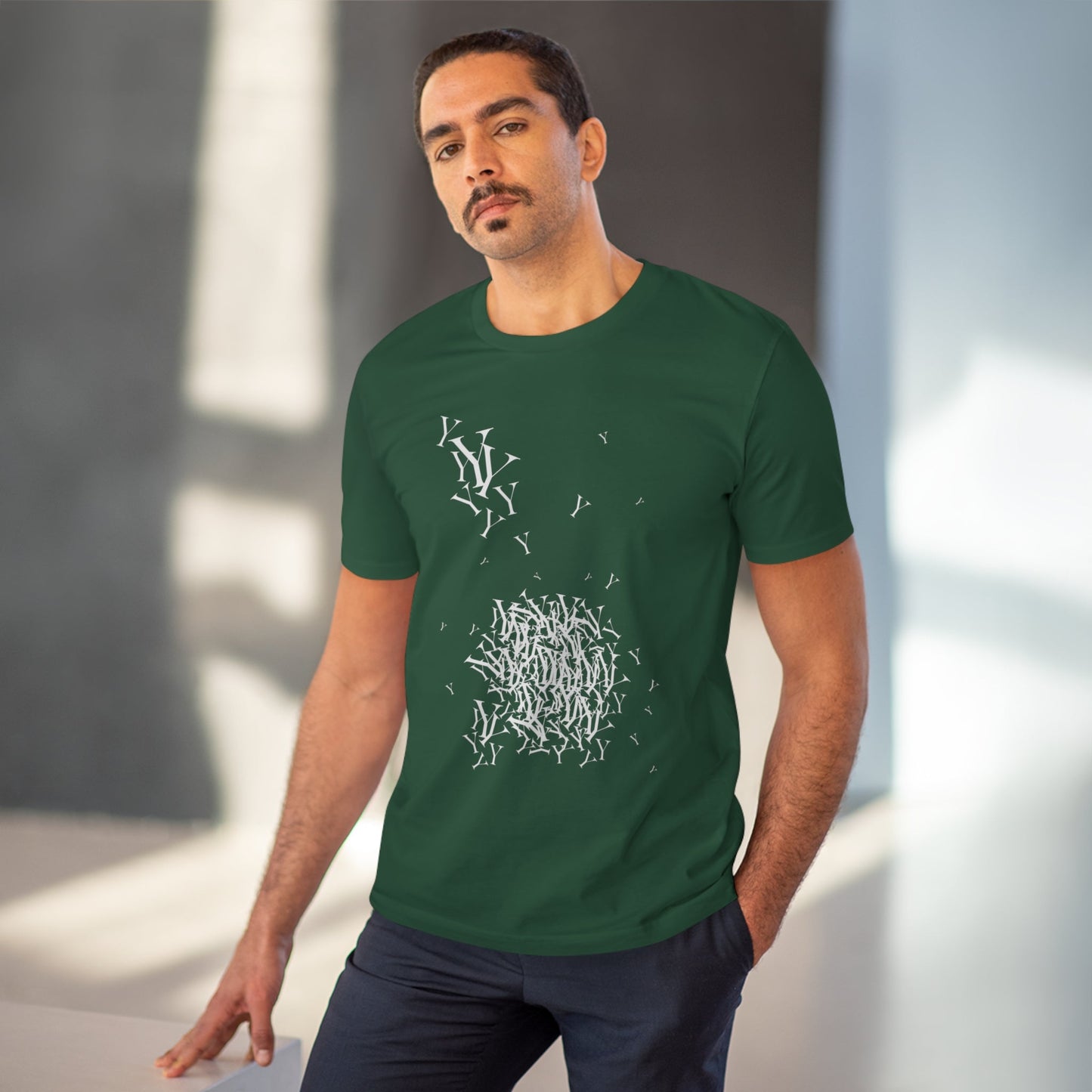 Yohji-inspired organic cotton t-shirt with stylish 'Fashion Y' design.