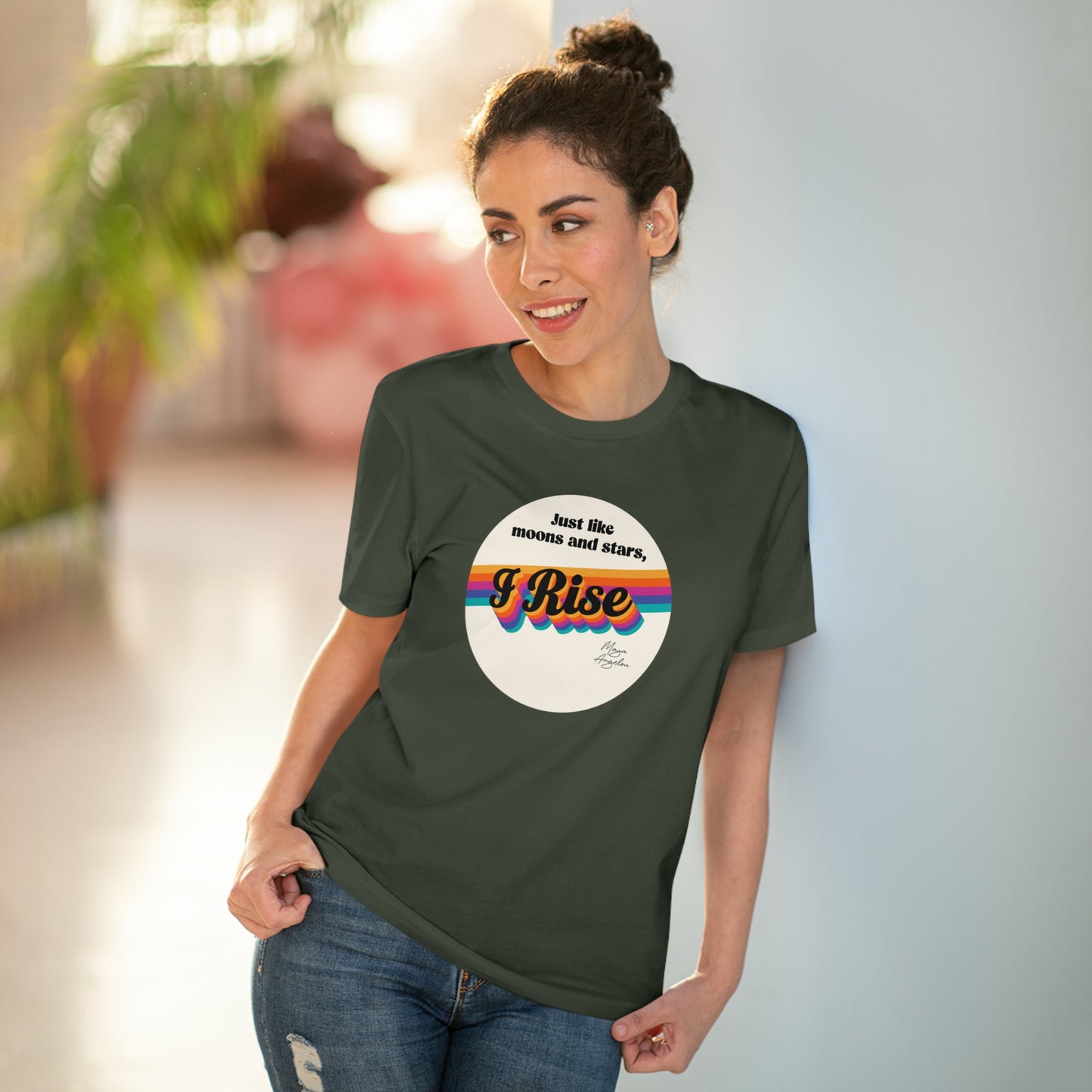 Feminist 'I Rise' Maya Organic Cotton T-shirt – empowering t shirts for feminist cause